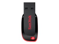 SanDisk Cruzer Blade - USB flash-enhet - 64 GB - USB 2.0 - svart, röd SDCZ50-064G-B35
