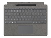 Microsoft Surface Pro Signature Keyboard - Tangentbord - med pekplatta, accelerometer, Förvarings- och laddningsfack för Surface Slim Pen 2 - Nordisk - platina - kommersiell - med Slim Pen 2 - för Surface Pro 8, Pro X 8X8-00069