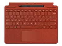 Microsoft Surface Pro Signature Keyboard - Tangentbord - med pekplatta, accelerometer, Förvarings- och laddningsfack för Surface Slim Pen 2 - QWERTY - nordiskt (danska/finska/norska/svenska) - vallmoröd - kommersiell - för Surface Pro 8, Pro X 8XB-00029