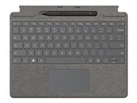 Microsoft Surface Pro Signature Keyboard - Tangentbord - med pekplatta, accelerometer, Förvarings- och laddningsfack för Surface Slim Pen 2 - QWERTY - internationell engelska - platina - kommersiell - med Slim Pen 2 - för Surface Pro 8 8X8-00067