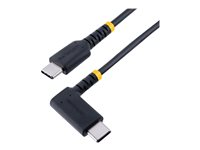 StarTech.com 6in (15cm) USB C Charging Cable Right Angle, 60W PD 3A, Heavy Duty Fast Charge USB-C Cable, USB 2.0 Type-C, Durable and Rugged Aramid Fiber, S20/iPad/Pixel - High Quality USB Charging Cord (R2CCR-15C-USB-CABLE) - USB-kabel - 24 pin USB-C (hane) rak till 24 pin USB-C (hane) högervinklad - USB 2.0 - 3 A - 15 cm - svart R2CCR-15C-USB-CABLE