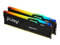 Kingston FURY Beast RGB - DDR5 - sats - 64 GB: 2 x 32 GB - DIMM 288-pin - 5600 MT/s / PC5-44800 - CL40 - 1.25 V - ej buffrad - on-die ECC KF556C40BBAK2-64