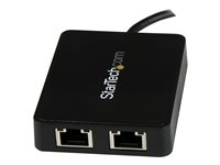 StarTech.com USB-C till dubbel Gigabit Ethernet-adapter med USB-port (Type-A) - Nätverksadapter - USB-C - Gigabit Ethernet x 2 + USB 3.0 - för P/N: TB33A1C US1GC301AU2R