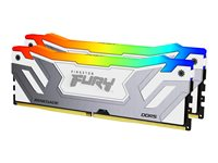 Kingston FURY Renegade RGB - DDR5 - sats - 48 GB: 2 x 24 GB - DIMM 288-pin - 4200 MT/s / PC5-67200 - CL40 - 1.45 V - ej buffrad - on-die ECC - vit och silver KF584CU40RWAK2-48