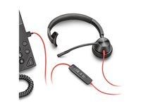 Poly Blackwire 3315 - Blackwire 3300 series - headset - på örat - kabelansluten - 3,5 mm kontakt, USB-C - svart - Certifierad för Microsoft-teams, UC-certifierad 8X218AA