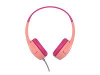 Belkin SoundForm Mini - Hörlurar med mikrofon - på örat - kabelansluten - 3,5 mm kontakt - rosa AUD004BTPK