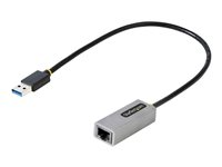 StarTech.com USB till Ethernet-adapter, USB 3.0 till 10/100/1000 Gigabit Ethernet LAN-omvandlare för bärbara datorer, 30 cm ansluten kabel, USB till RJ45-adapter, NIC-adapter, USB-nätverksadapter - Nätverksadapter - USB 3.2 Gen 1 - Gigabit Ethernet x 1 - rymdgrå USB31000S2