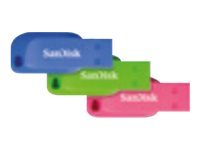 SanDisk Cruzer Blade - USB flash-enhet - 16 GB - USB 2.0 - blå, grön, rosa (paket om 3) SDCZ50C-016G-B46T