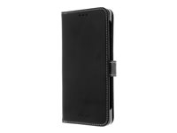 Insmat Exclusive Flip Case - Vikbart fodral för mobiltelefon - genuint läder, kartong+papper, polykarbonat, bomullssömmar - svart - för Sony XPERIA 1 VI 650-3252