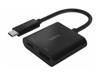 Belkin USB-C to HDMI + Charge Adapter - Videokort - 24 pin USB-C hane till HDMI, USB-C (enbart ström) hona - svart - stöd för 4K, USB Power Delivery (60W) AVC002BTBK