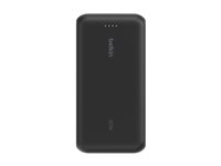 Belkin BoostCharge - Power bank - med integrerad kabel - 20000 mAh - 30 Watt - PD - 3 utdatakontakter (2 x USB-C, USB) - svart BPB024HQBK