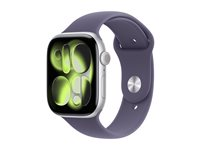 Apple Watch Series 11 (GPS + Cellular) - 46 mm - silveraluminium - smart klocka med sportband - fluoroelastomer - lila dimma - bandstorlek: M/L - 64 GB - LTE, Wi-Fi 4, UWB, Bluetooth - 5G - 36.9 g MFCR4QN/A