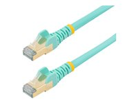 StarTech.com 7.5m CAT6A Ethernet Cable, 10 Gigabit Shielded Snagless RJ45 100W PoE Patch Cord, CAT 6A 10GbE STP Network Cable w/Strain Relief, Aqua, UL Certified Wiring/TIA - Category 6A - 26AWG (6ASPAT750CMAQ) - Patch-kabel - RJ-45 (hane) till RJ-45 (hane) - 7.5 m - STP - CAT 6a - formpressad, hakfri - havsblå 6ASPAT750CMAQ