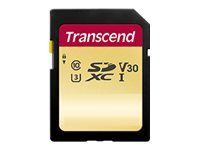 Transcend 500S - Flash-minneskort - 128 GB - Video Class V30 / UHS-I U3 / Class10 - SDXC UHS-I TS128GSDC500S