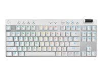 Logitech G PRO X TKL - Tangentbord - bakgrundsbelyst - Bluetooth, 2.4 GHz - QWERTY - nordiskt (danska/finska/norska/svenska) - tangentbrytare: Tactile - vit 920-012146