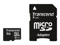 Transcend Premium - Flash-minneskort (adapter, microSDHC till SD inkluderad) - 8 GB - UHS Class 1 / Class10 - 300x - microSDHC UHS-I TS8GUSDU1