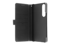Insmat Exclusive - Vikbart fodral för mobiltelefon - läder, kartong+papper, aluminiumfolie - svart - för Sony XPERIA 1 V 650-3172