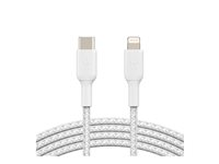 Belkin BoostCharge - Lightning-kabel - 24 pin USB-C hane till Lightning hane - 1 m - vit - USB-strömförsörjning (18W) CAA004BT1MWH