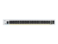 Cisco Catalyst 1000-48P-4X-L - Switch - Administrerad - 24 x 10/100/1000 (PoE+) + 24 x 10/100/1000 + 4 x 10 Gigabit SFP+ (upplänk) - rackmonterbar - PoE+ (370 W) C1000-48P-4X-L