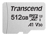 Transcend 300S - Flash-minneskort (adapter inkluderad) - 512 GB - A1 / Video Class V30 / UHS-I U3 / Class10 - microSDXC TS512GUSD300S-A