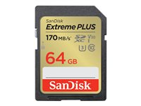 SanDisk Extreme PLUS - Flash-minneskort - 64 GB - UHS-I U3 / Class10 - SDXC UHS-I SDSDXW2-064G-GNCIN