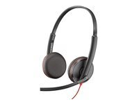 Poly Blackwire 3225 - Blackwire 3200 Series - headset - på örat - kabelansluten - 3,5 mm kontakt, USB-C - svart - Certifierad för Skype for Buisness, Avaya-certifierad, Cisco Jabber-certifierad, UC-certifierad 8X229A6