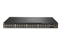 HPE Aruba 6300M - Switch - L3 - Administrerad - 48 x 10/100/1000 (PoE+) + 4 x 1 Gb/10 Gb/25 Gb/50 Gb SFP56 (upplänk/stapling) - framsidan och sida till baksidan - rackmonterbar - PoE+ (1440 W) JL661A