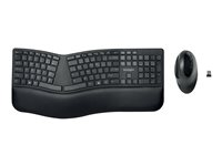 Kensington Pro Fit Ergo Wireless Keyboard and Mouse - Sats med tangentbord och mus - trådlös - 2.4 GHz, Bluetooth 4.0 - hela norden - svart K75406PN