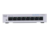 Cisco Business 110 Series 110-8T-D - Switch - ohanterad - 8 x 10/100/1000 - skrivbordsmodell, rackmonterbar, väggmonterbar - Likström CBS110-8T-D-EU