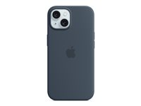 Apple - Baksidesskydd för mobiltelefon - MagSafe-kompatibilitet - silikon - stormblå - för iPhone 15 MT0N3ZM/A