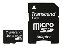 Transcend Premium - Flash-minneskort (adapter, microSDHC till SD inkluderad) - 4 GB - Class 10 - 133x - microSDHC TS4GUSDHC10