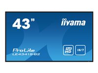 iiyama ProLite LE4341S-B2 - 43" Diagonal klass (42.5" visbar) LED-bakgrundsbelyst LCD-skärm - digital skyltning - 1080p 1920 x 1080 - svart ram med blank yta LE4341S-B2