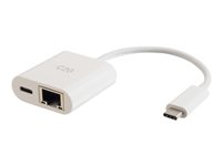 C2G USB C to Ethernet Adapter With Power Delivery - White - Nätverksadapter - USB-C - Gigabit Ethernet x 1 - vit 82407