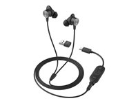 Logitech Zone Wired Earbuds - Headset - inuti örat - kabelansluten - 3,5 mm kontakt - ljudisolerande - grafit - Optimerad för UC 981-001013