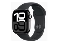Apple Watch Series 10 (GPS) - 42 mm - jet black aluminium - smart klocka med sportband - fluoroelastomer - svart - bandstorlek: M/L - 64 GB - Wi-Fi 4, UWB, Bluetooth - 30 g MWWF3QN/A
