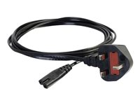 C2G Non-Polarised Power Cord - Strömkabel - power IEC 60320 C7 till BS 1363 (hane) - AC 250 V - 3 m - formpressad - svart - Storbritannien 80613