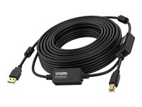 Vision - USB-kabel - USB (hane) till USB typ B (hane) - USB 2.0 - 15 m - aktiv booster (inmatningsledning) - svart TC 15MUSB+/BL/2