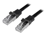 StarTech.com 50cm CAT6 Ethernet Cable, 10 Gigabit Shielded Snagless RJ45 100W PoE Patch Cord, CAT 6 10GbE SFTP Network Cable w/Strain Relief, Black, Wiring is UL Certified/TIA - Category 6 - 26AWG (N6SPAT50CMBK) - Patch-kabel - RJ-45 (hane) till RJ-45 (hane) - 50 cm - SFTP / 50 mikrometer - CAT 6 - formpressad, hakfri - svart N6SPAT50CMBK