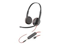 Poly Blackwire C3225 - Blackwire 3200 Series - headset - på örat - kabelansluten - 3,5 mm kontakt, USB-C - svart - Skype-certifierat, Avaya-certifierad, Cisco Jabber-certifierad 80S04AA