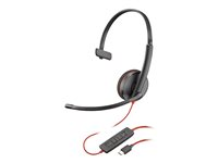 Poly Blackwire 3210 - Blackwire 3200 Series - headset - på örat - kabelansluten - USB-C - svart - Certifierad för Skype for Buisness, Avaya-certifierad, Cisco Jabber-certifierad, UC-certifierad 8X214AA