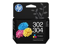 HP 302/304 - 2 ml - färg (cyan, magenta, gul) - original - blister - bläckpatron - för AMP 130; Deskjet 1110, 21XX, 26XX, 36XX, 37XX; ENVY 45XX, 50XX; Officejet 38XX, 46XX, 52XX B7RT6AE#30B