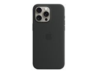 Apple - Baksidesskydd för mobiltelefon - MagSafe-kompatibilitet - silikon - svart - för iPhone 15 Pro Max MT1M3ZM/A