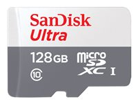 SanDisk Ultra - Flash-minneskort (microSDXC till SD-adapter inkluderad) - 128 GB - UHS-I / Class10 - mikroSDXC UHS-I SDSQUNR-128G-GN6TA