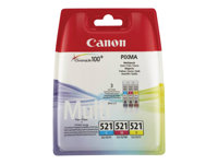 Canon CLI-521 Multipack - 3-pack - 9 ml - gul, cyan, magenta - original - bläcktank - för PIXMA iP3600, iP4700, MP540, MP550, MP560, MP620, MP630, MP640, MP980, MP990, MX860, MX870 2934B010