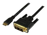 StarTech.com 1m (3.3 ft) Mini HDMI to DVI Cable, DVI-D to HDMI Cable (1920x1200p), 19 Pin HDMI Mini (C) Male to DVI-D Male, Digital Monitor Cable Adapter M/M, Single Link, Black - Mini HDMI to DVI Adapter - Adapterkabel - DVI-D hane till 19 pin mini HDMI Type C hane - 1 m - skärmad - svart - för P/N: MSTCDP122HD HDCDVIMM1M
