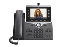Cisco IP Phone 8865 - IP-videotelefon - med digital kamera, Bluetooth interface - IEEE 802.11a/b/g/n/ac (Wi-Fi) - SIP, SDP - 5 rader - träkol CP-8865-K9=