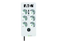 Eaton Protection Box 6 USB Tel@ Din - Överspänningsskydd - Växelström 220-250 V - 2500 Watt - utgångskontakter: 6 - vit PB6TUD