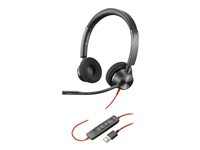 Poly Blackwire 3325 - Blackwire 3300 series - headset - på örat - kabelansluten - 3,5 mm kontakt, USB-A - svart - Certifierad för Microsoft-teams 76J21AA