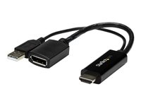 StarTech.com HDMI till DisplayPort-adapter - 4K 30 Hz - Adapterkabel - HDMI, USB (endast ström) hane till DisplayPort hona - 25.5 cm - svart - aktiv, 4K30 Hz (3840 x 2160) stöd - för P/N: SV211HDUC, SV221HUC4K HD2DP