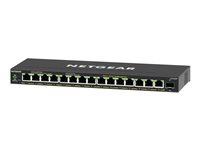 NETGEAR Plus GS316EPP - Switch - Administrerad - 15 x 10/100/1000 (PoE+) + 1 x SFP - skrivbordsmodell, väggmonterbar - PoE+ (231 W) GS316EPP-100PES